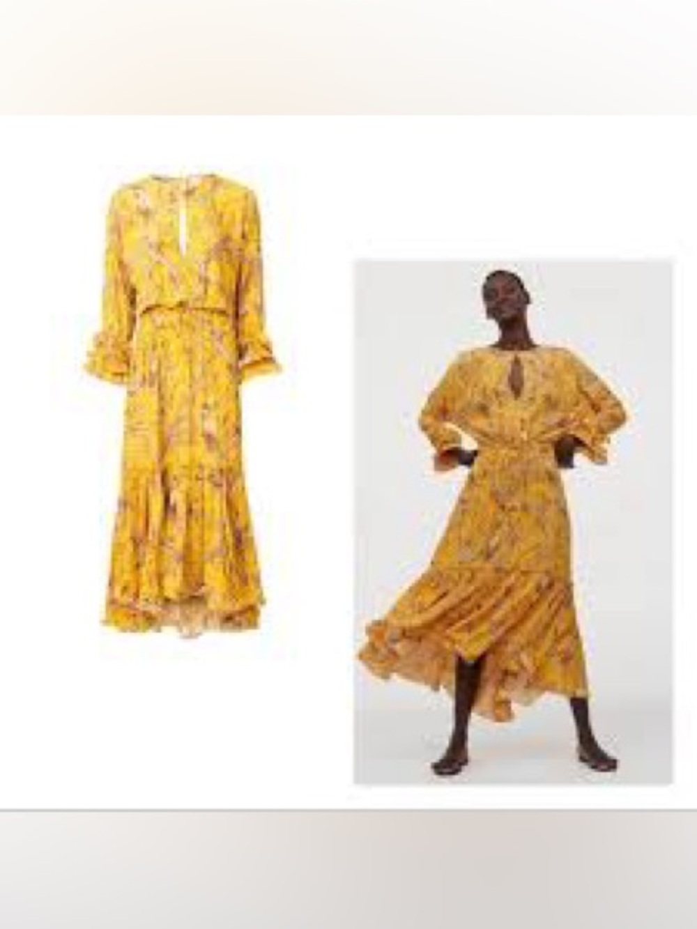 Yellow Floral Tie-Waist Midi/maxi  Dress
